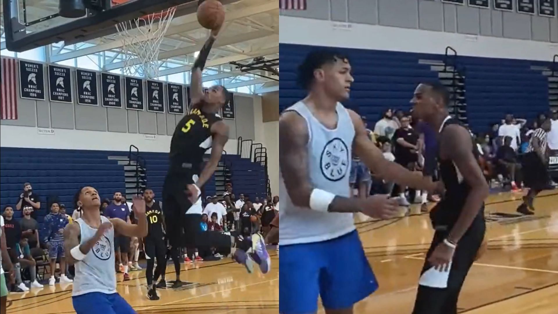 Dejounte Murray dunks on Paolo Banchero at a pro-am game