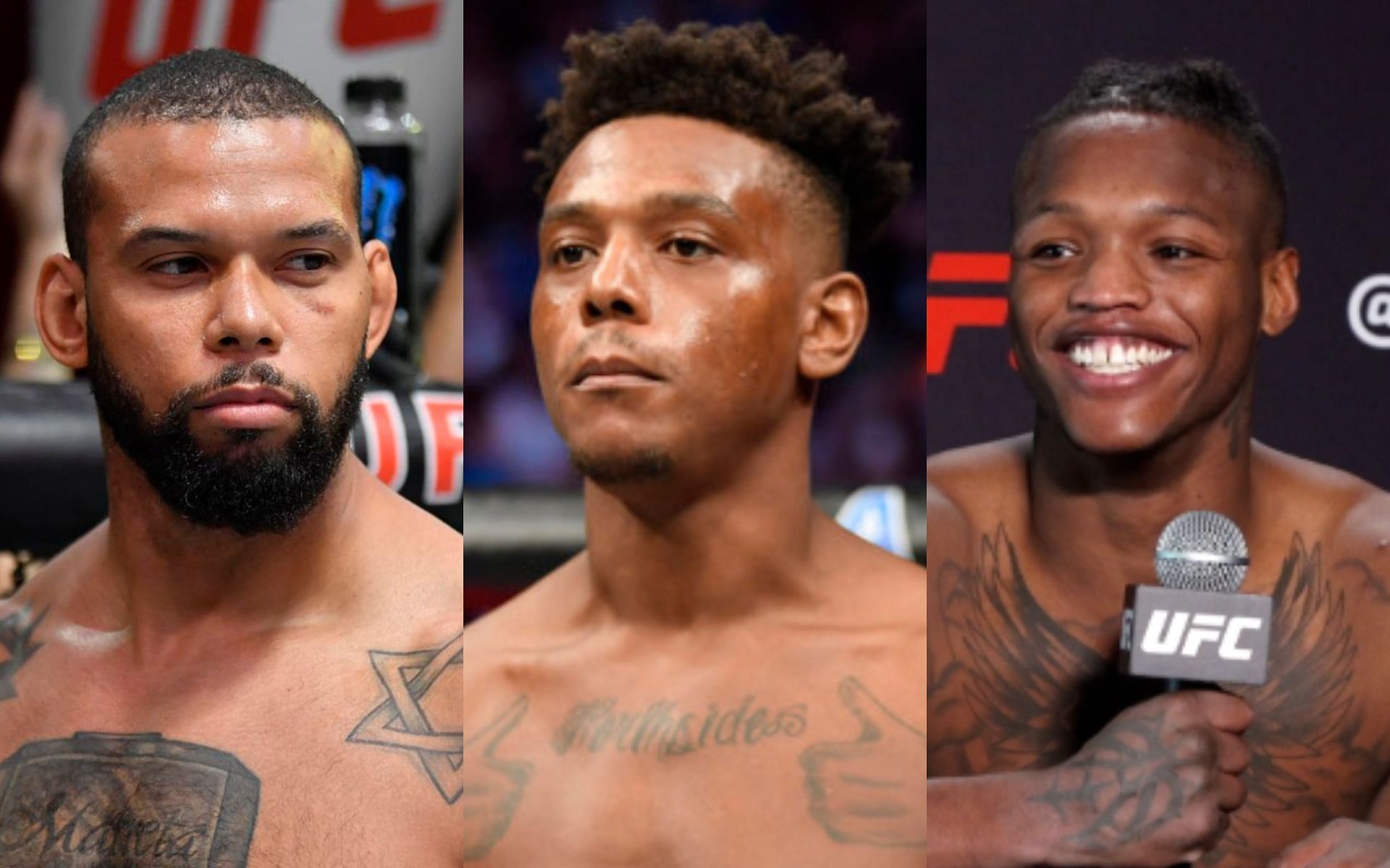 Thiago Santos (left), Jamahal Hill (middle), Terrance McKinney (right) [ Image credits: Jeff Bottari/Zuffa LLC, MMA Junkie ]