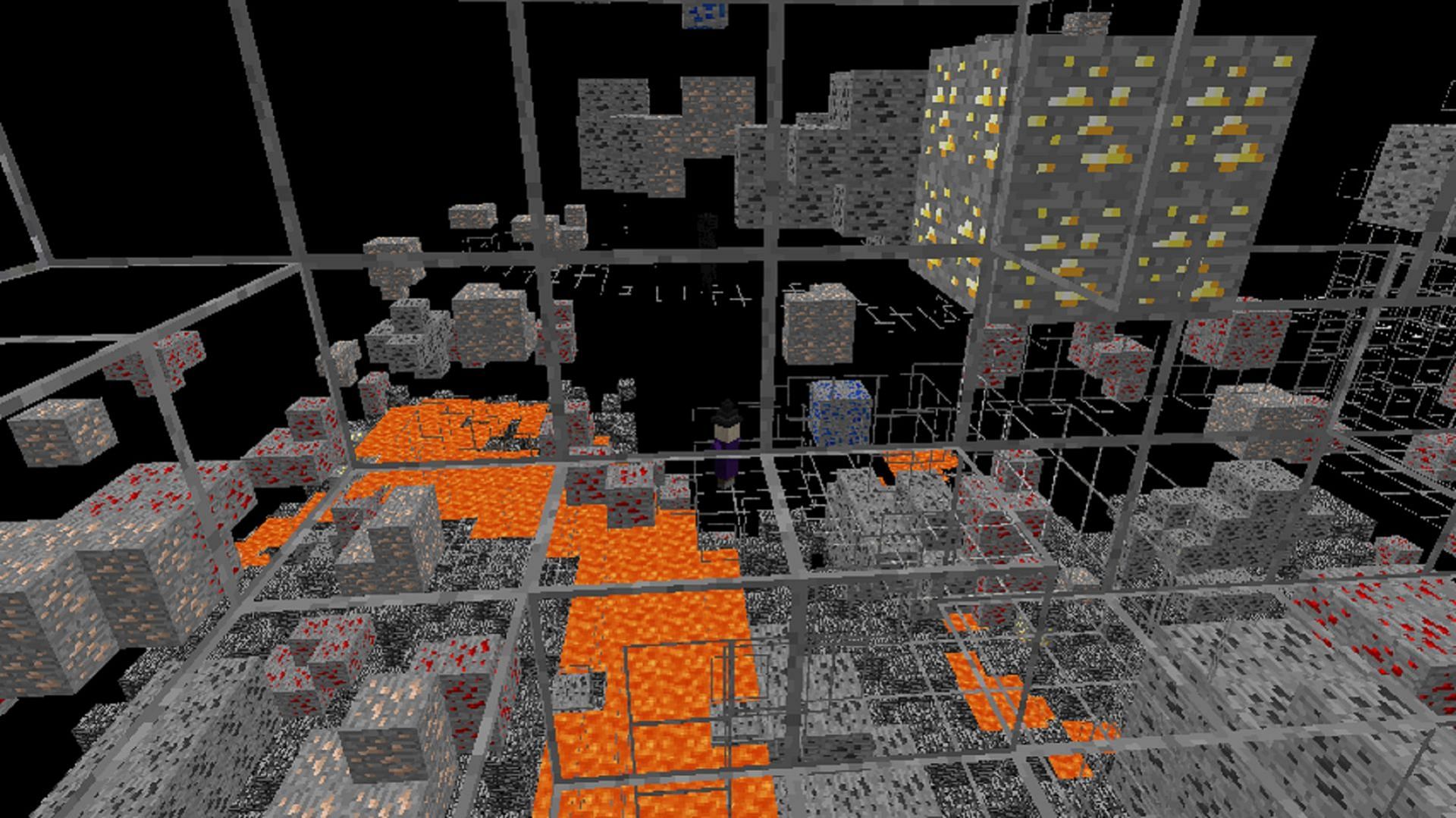 An X-ray texture pack active within Minecraft (Image via Resourcepack.net)