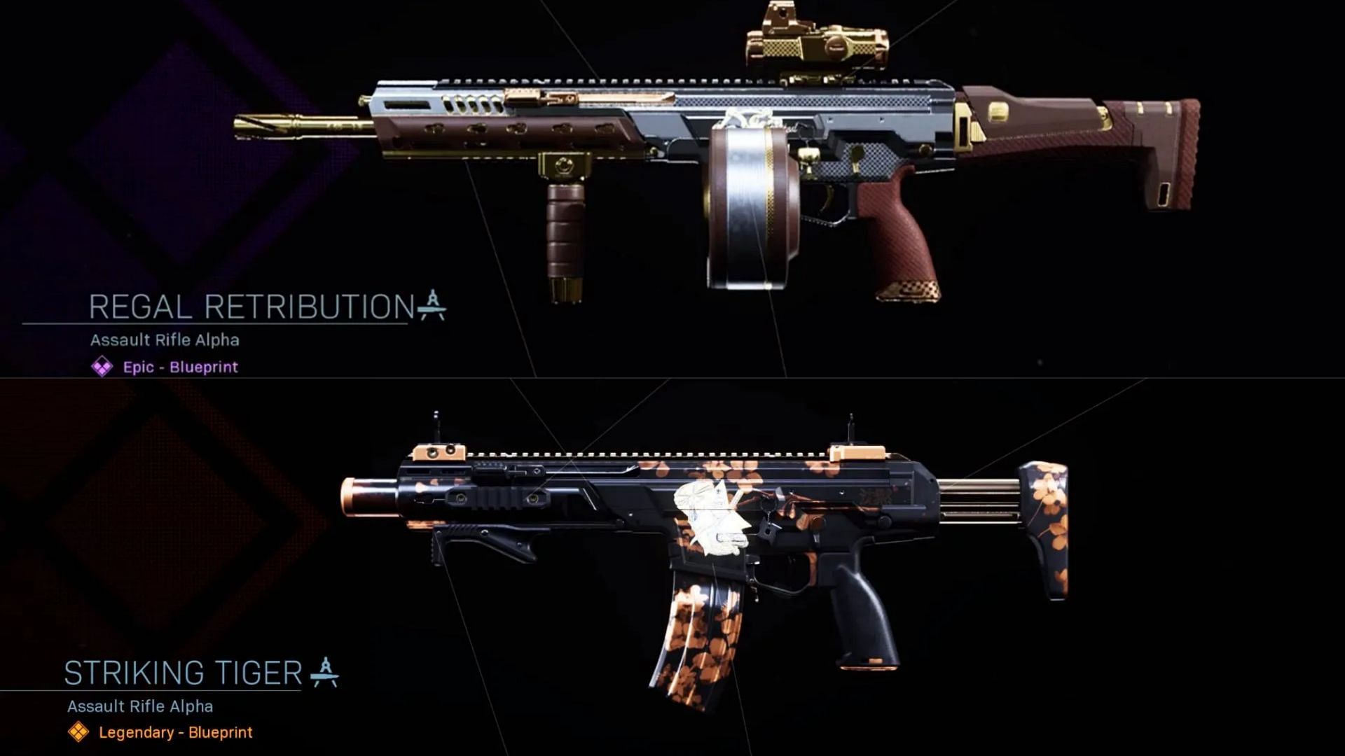 Some available blueprints for the Kilo 141 in-game (Image via Activision)