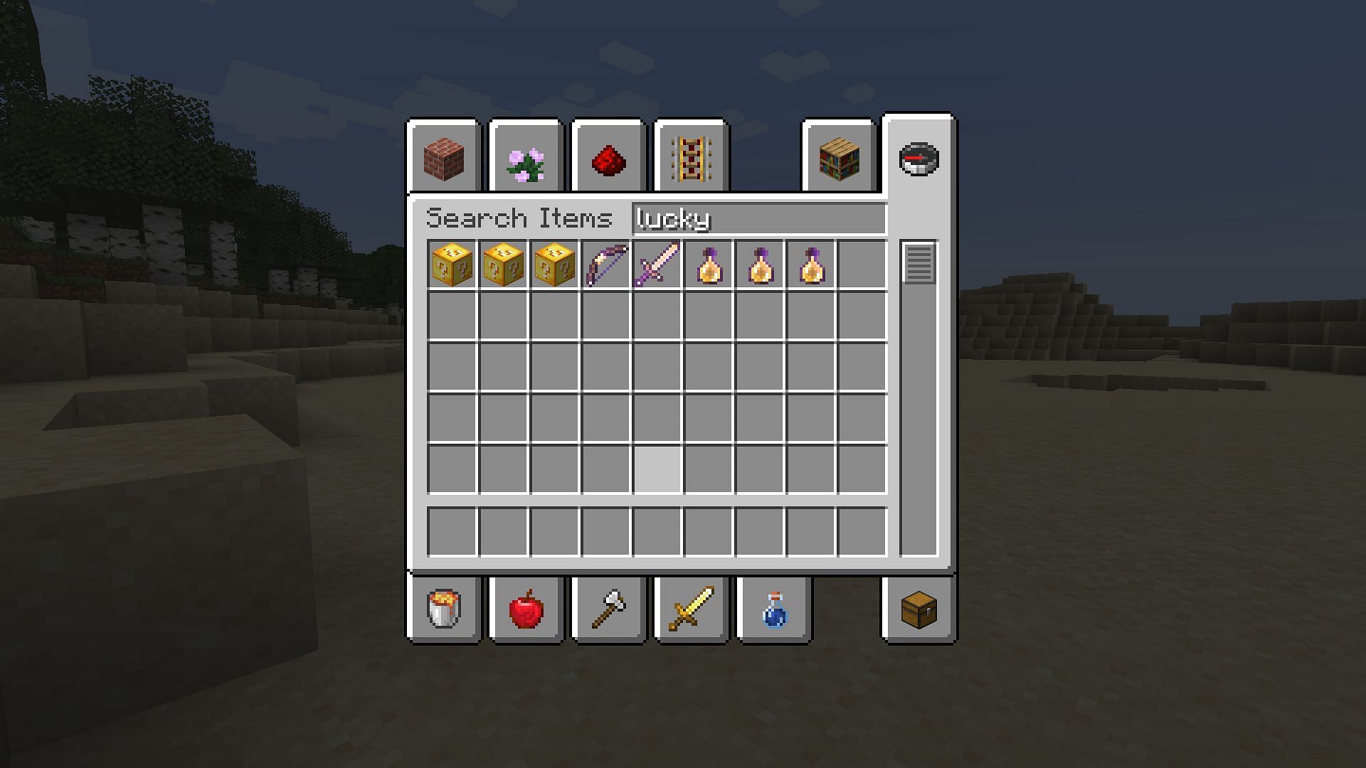 The Lucky Blocks in the creative inventory (Image via Minecraft)