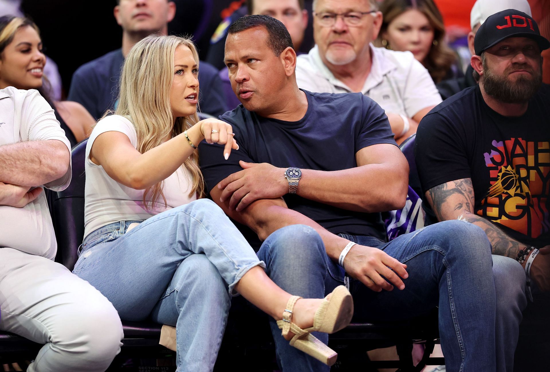 Kathryne Padgett and Alex Rodriguez at Dallas Mavericks v Phoenix Suns playoff game