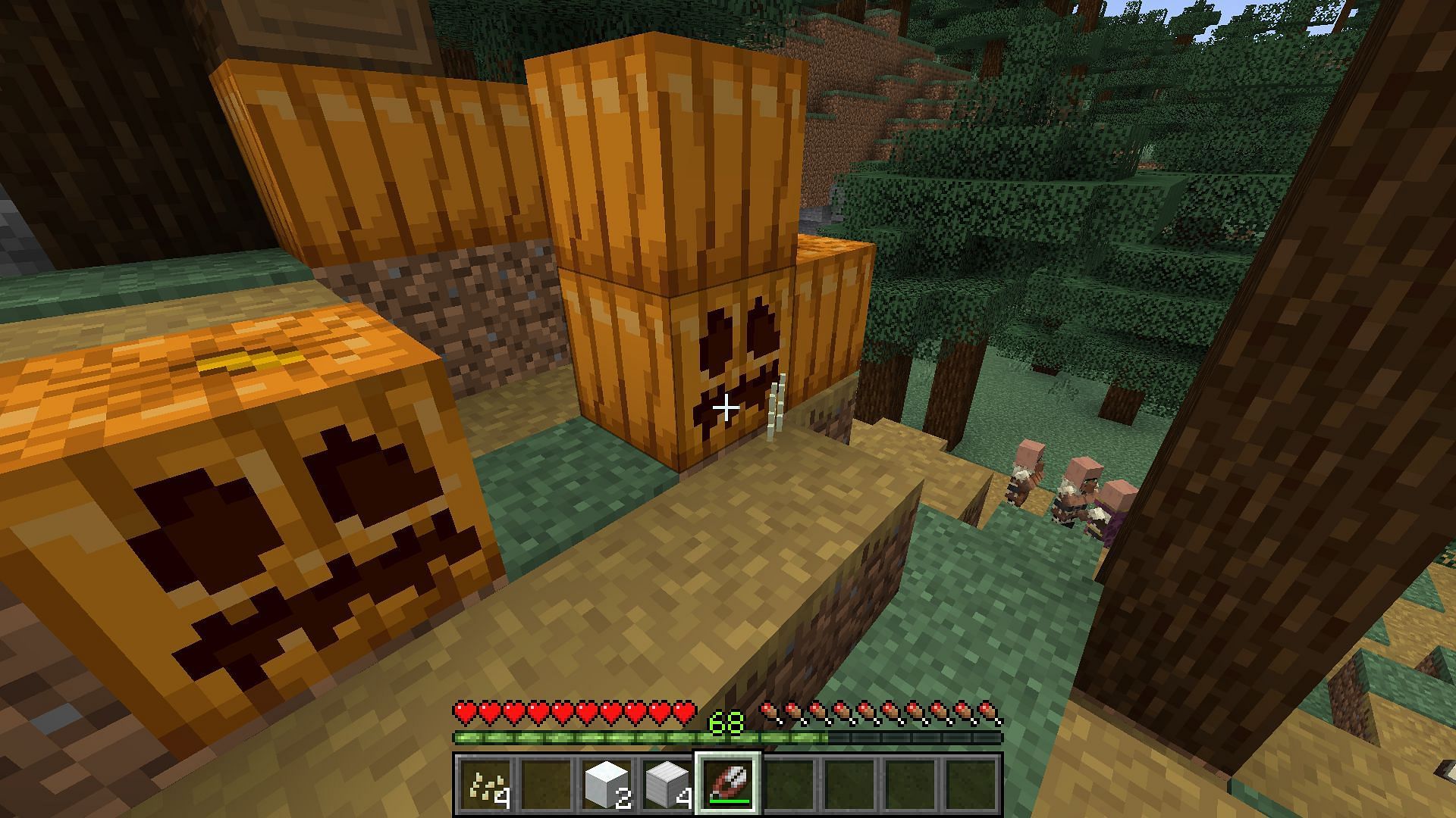 Use shears on a regular pumpkin to carve it (Image via Minecraft 1.19 update)
