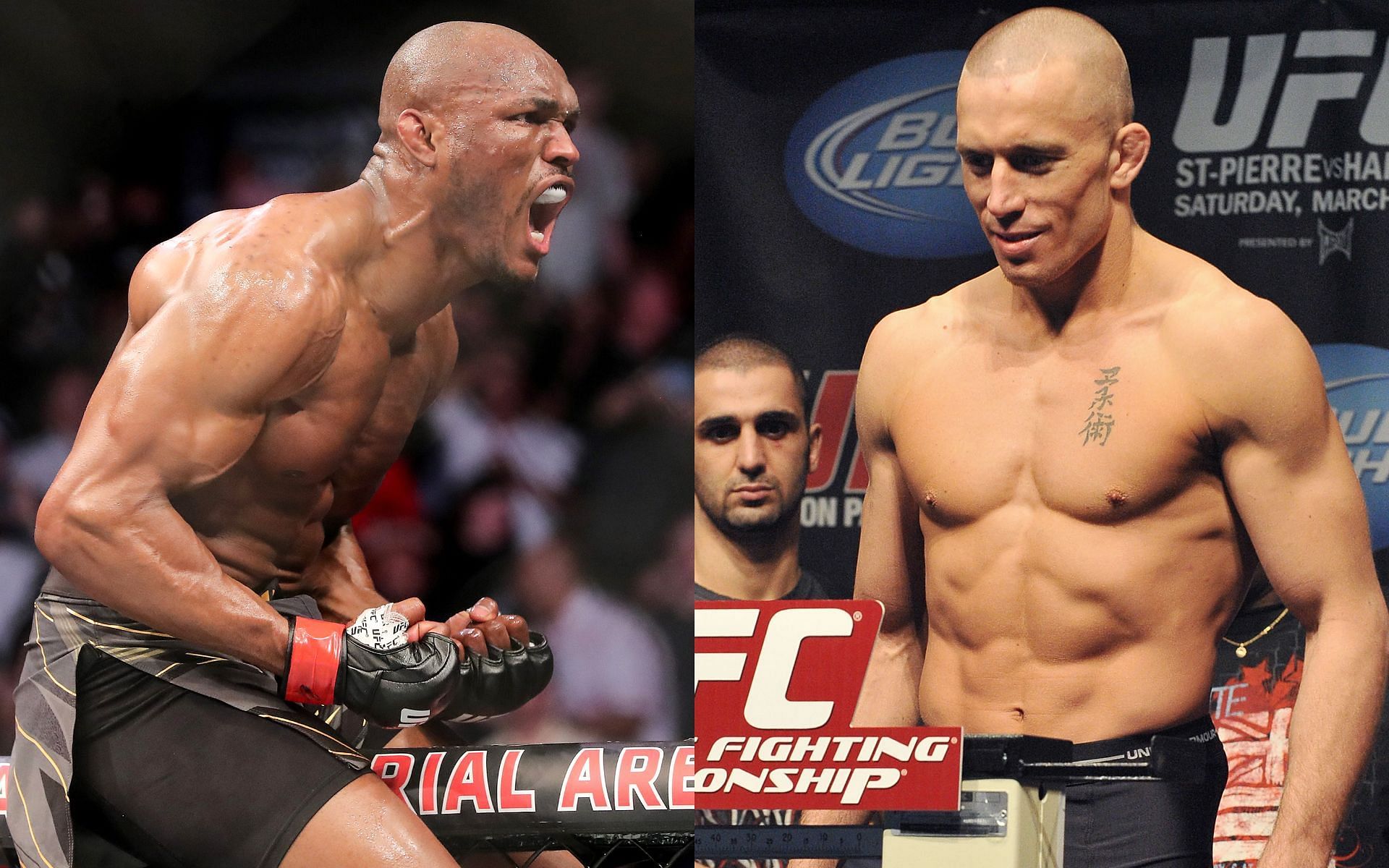 Kamaru Usman (left) and Georges St-Pierre (right) (Images via Getty)