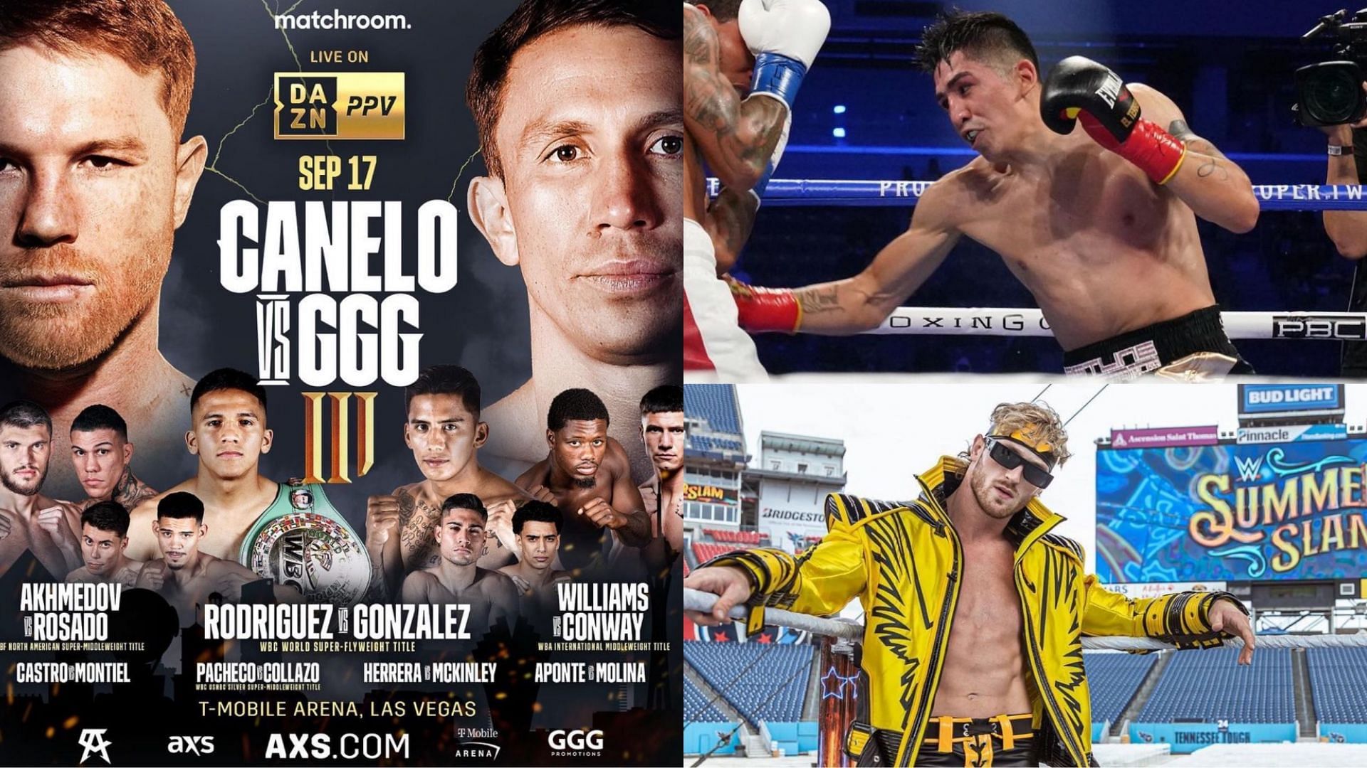 Canelo Alvarez vs. Gennadiy Golovkin (@matchroomboxing), Leo Santa Cruz (@elfamosoterremoto), Logan Paul (@loganpaul) [images courtesy of Instagram]