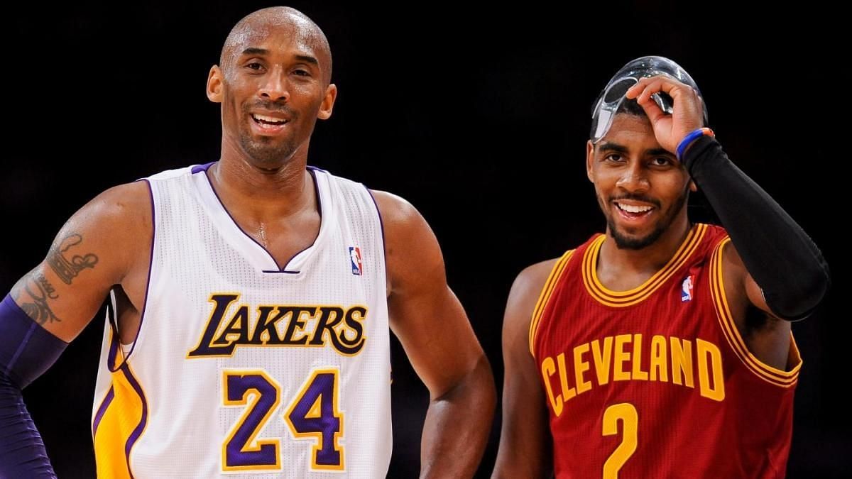 Kyrie Irving next to Kobe Bryant during his time with the Cleveland Cavaliers