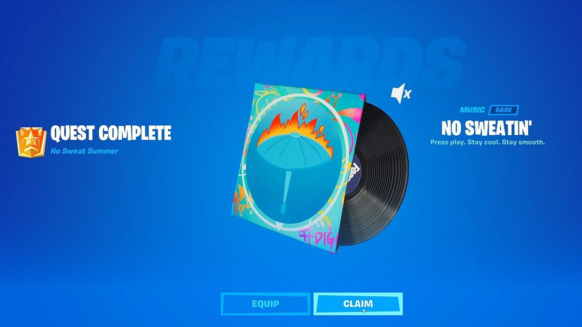 The free No Sweatin&#039; Lobby Music is one of the most popular cosmetic items in Fortnite Battle Royale (Image via Epic Games)