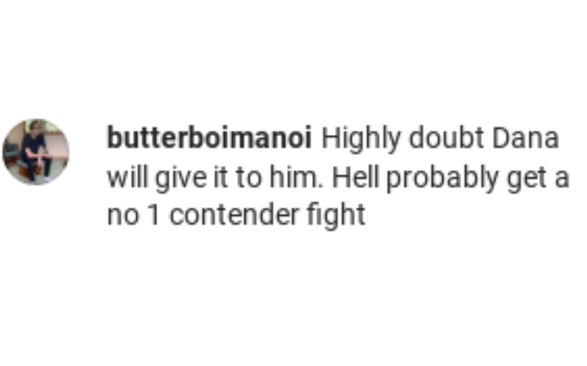 A fan thinking a No.1 contender bout is more likely