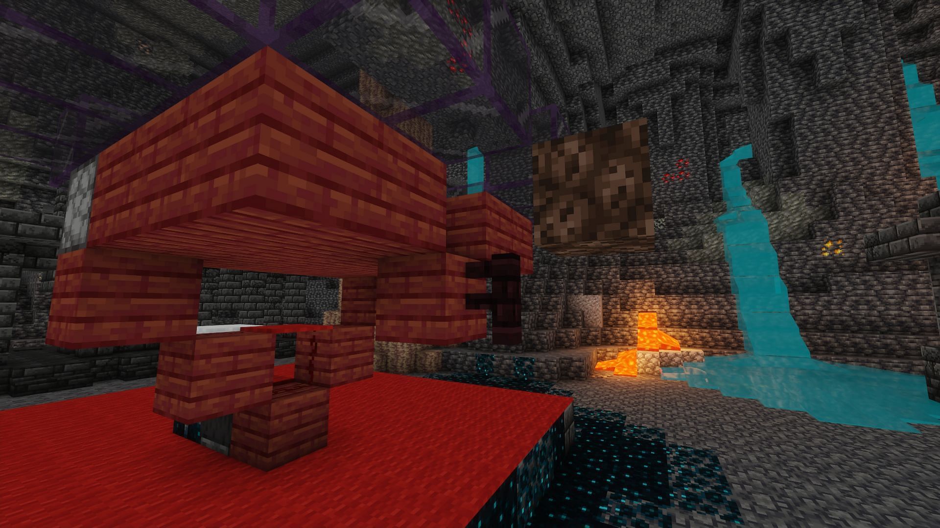 The bottom block and fence post in place (Image via Minecraft)
