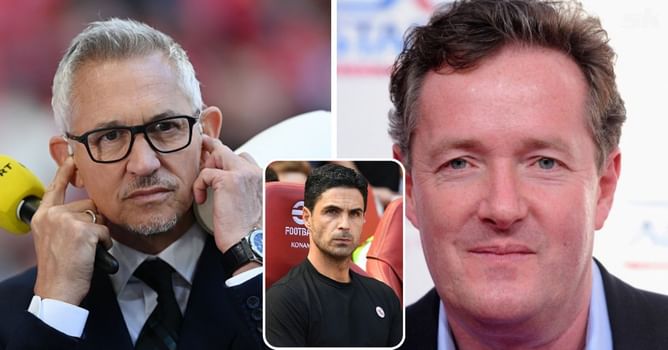 Gary Lineker trolls Piers Morgan about Arsenal and Mikel Arteta on Twitter