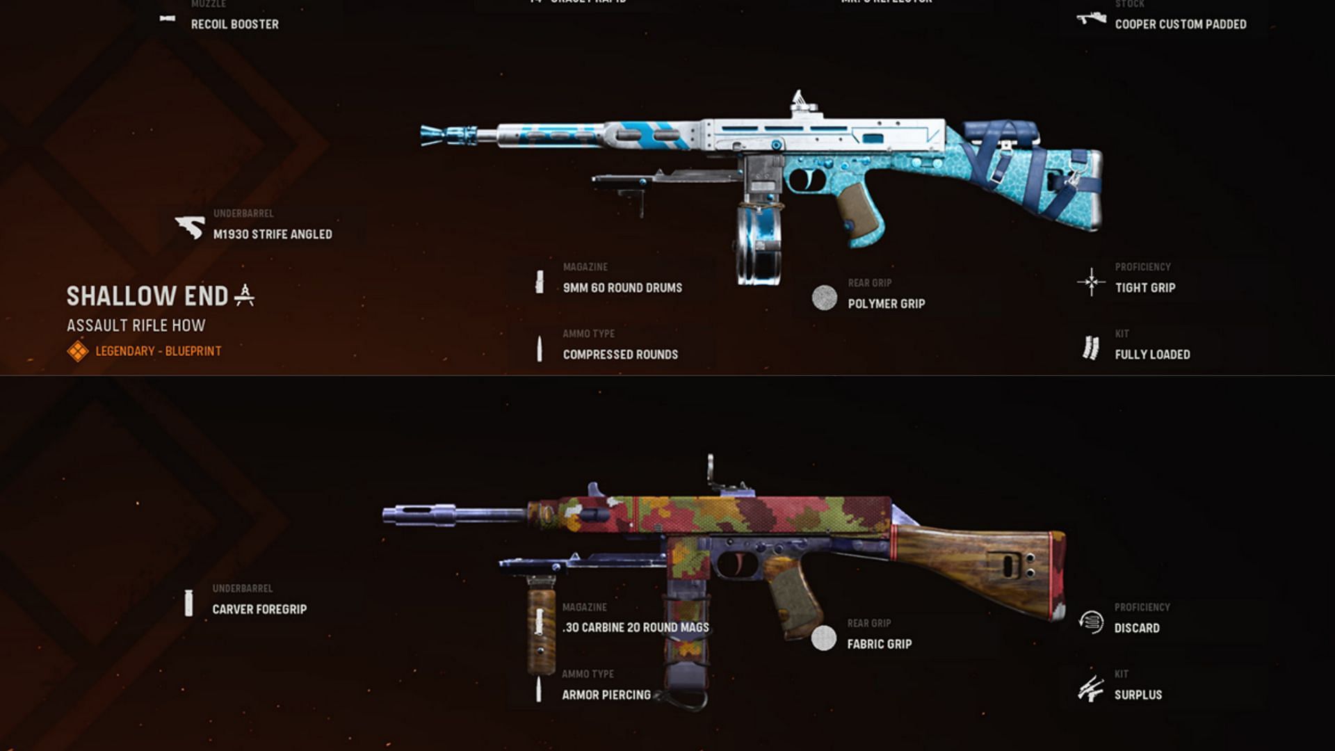 Some available blueprints of Cooper carbine in Warzone (Image via Activision)