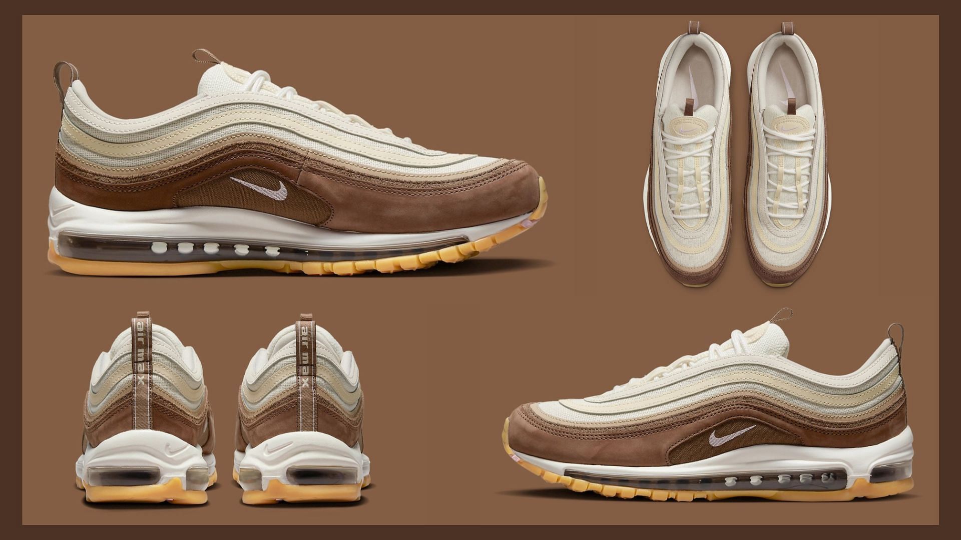 Take a closer look at the upcoming Nike Air Max 97 Brown and Pink Foam shoes (Image via Sportskeeda)