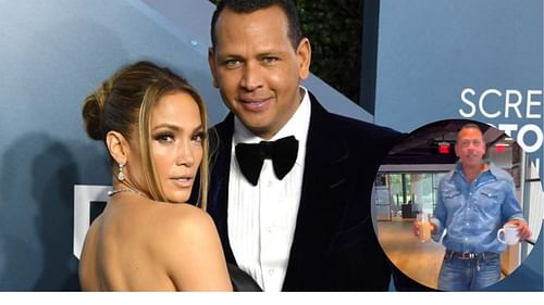 Alex Rodriguez with Jennifer Lopez; Alex Rodriguez at his office (right inset)