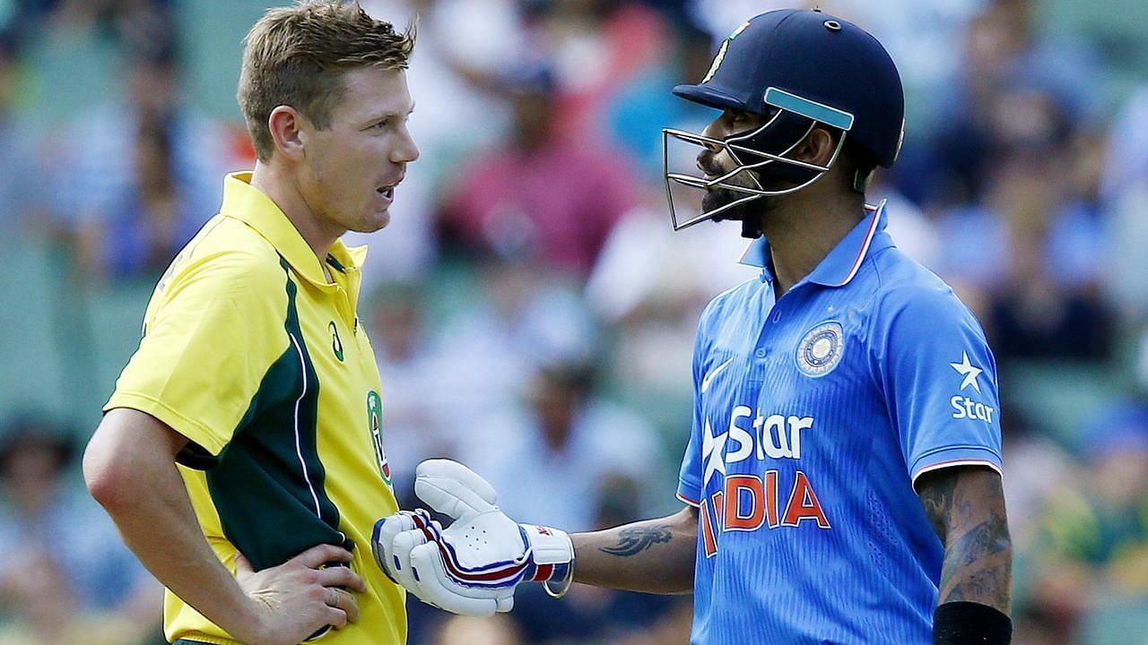 James Faulkner (L) and Virat Kohli have had some engaging banters in the past. (P.C.:Twitter)