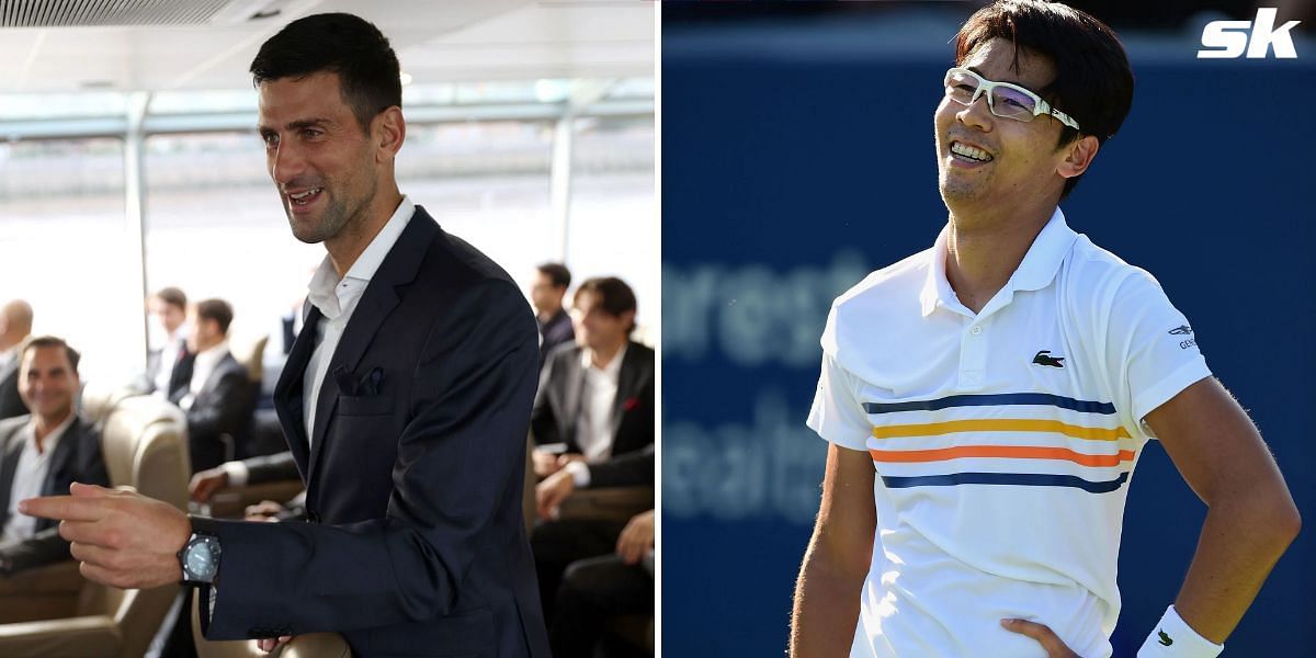 Novak Djokovic (L) and Hyeon Chung.