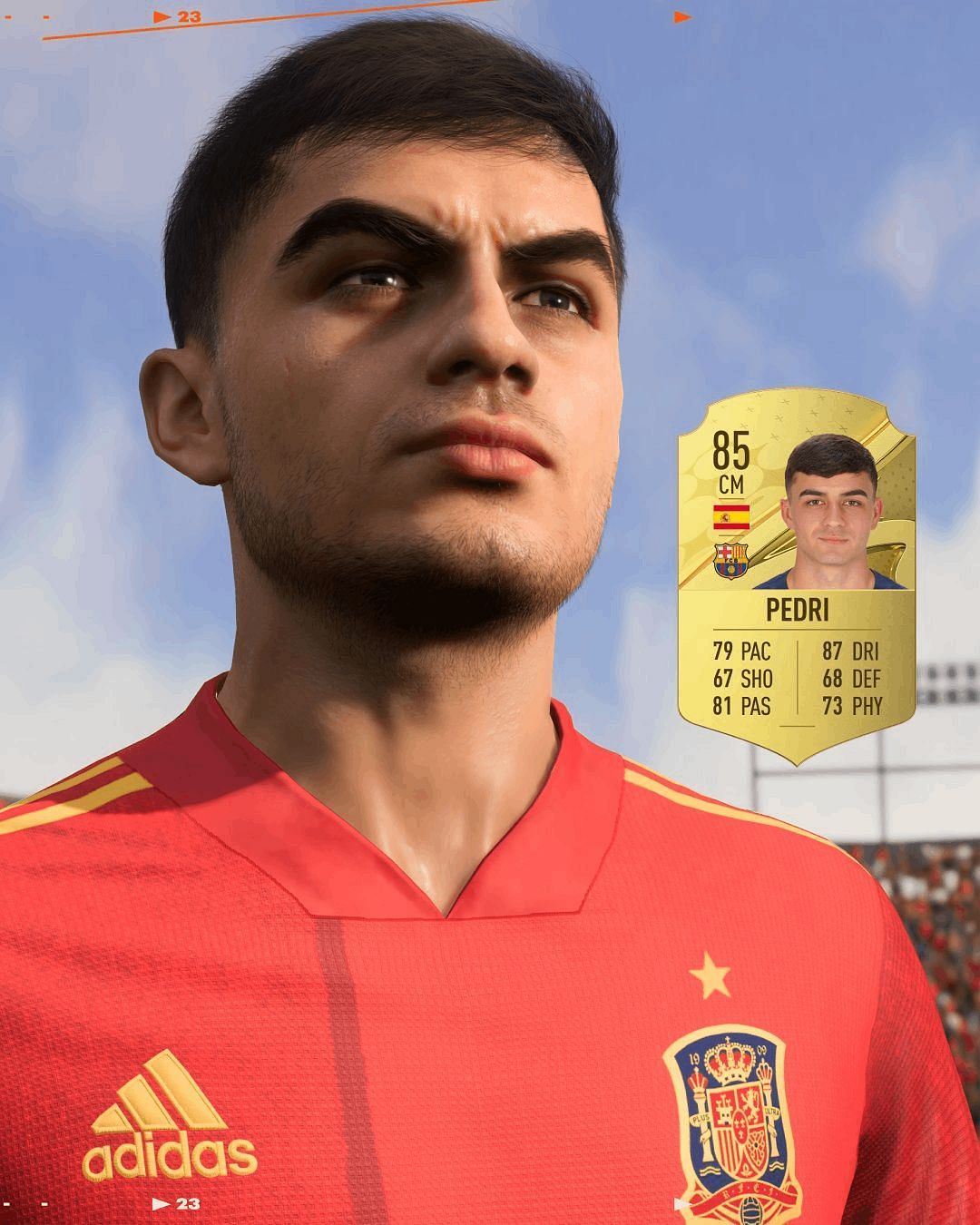 Pedri official FIFA 23 player card (Image via EA Sports FIFA)