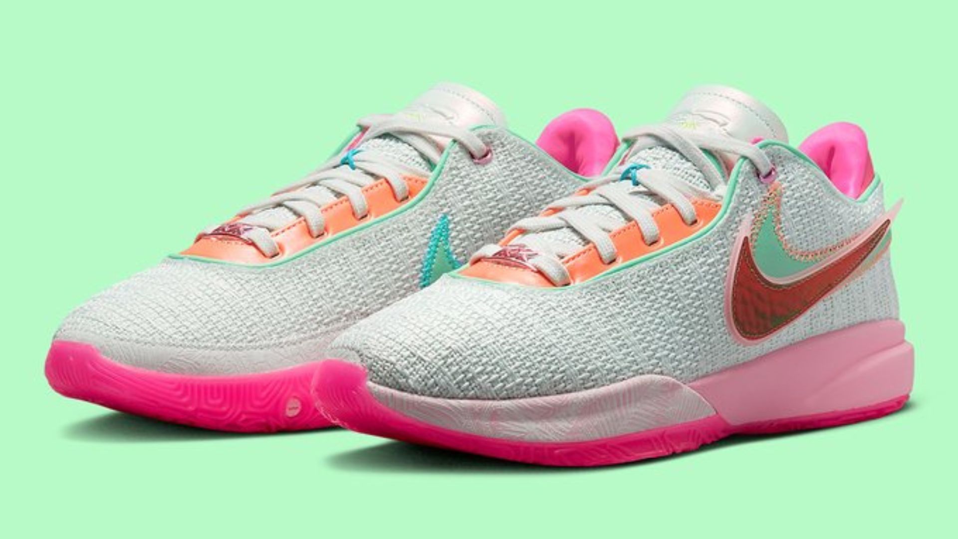 pink and mint green nike shoes