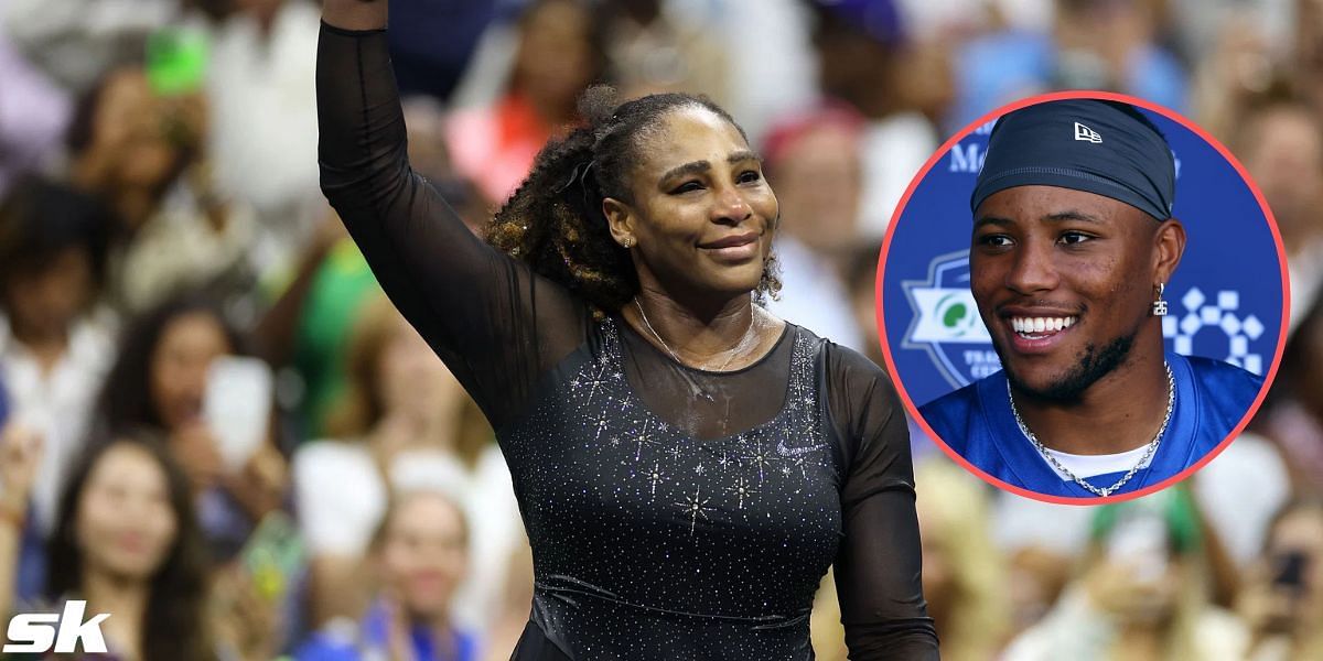 Serena Williams and Saquon Barkley (inset)