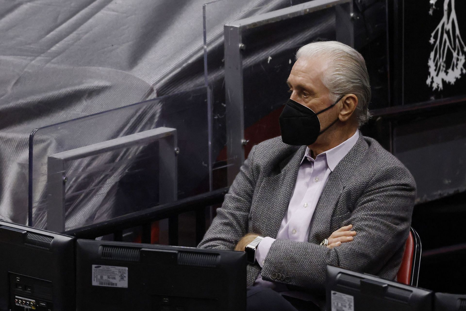 Pat Riley attends New Orleans Pelicans v Miami Heat game - 2020-21 NBA season