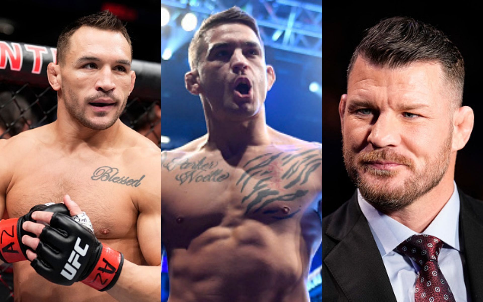 Michael Chandler (left), Dustin Poirier (middle), Michael Bisping (right)