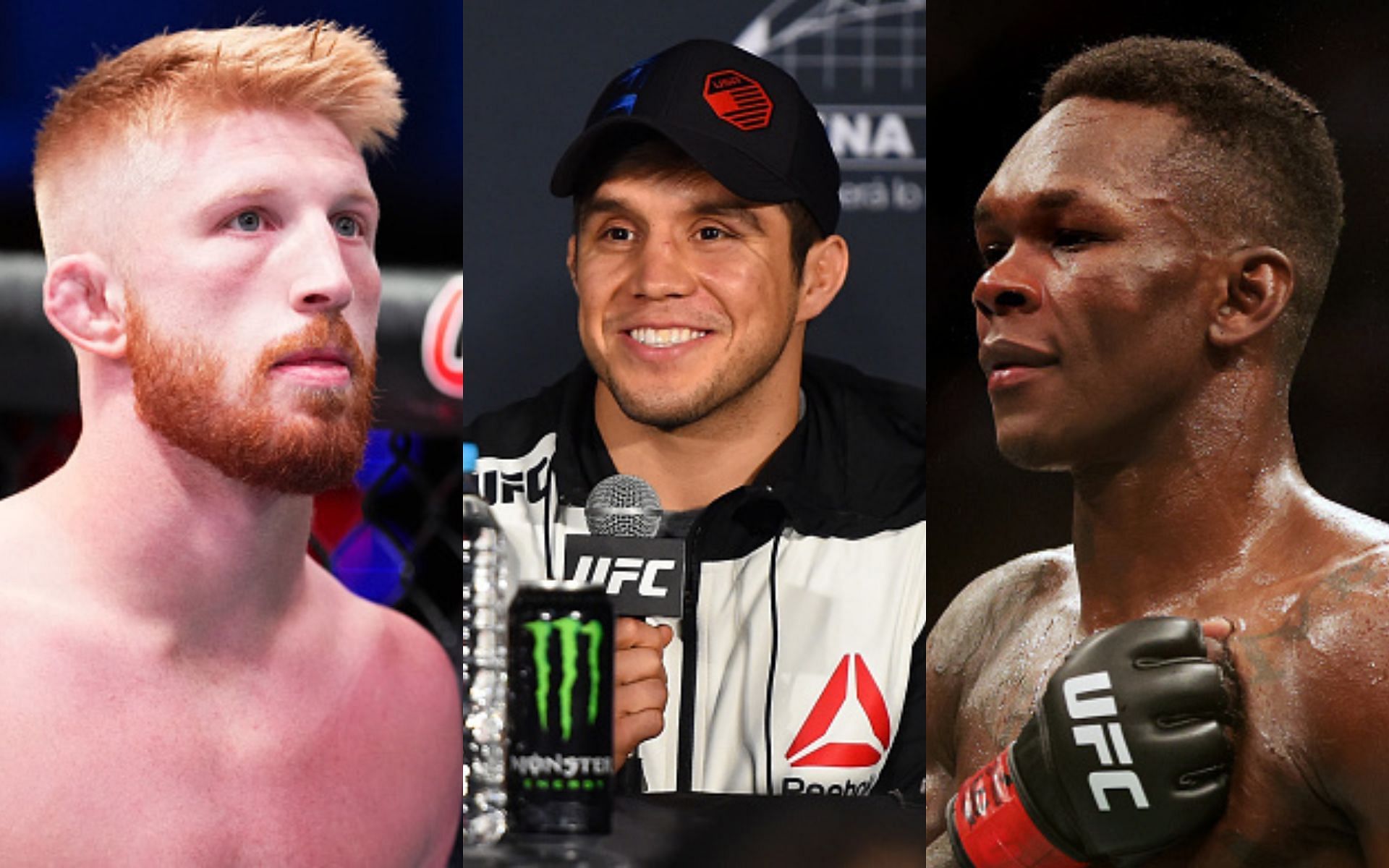 Bo Nickal (left), Henry Cejudo (middle), Israel Adesanya (right)