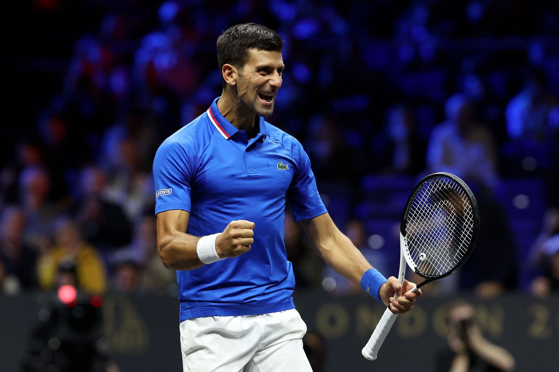 Novak Djokovic in action at the 2022 Laver Cup.