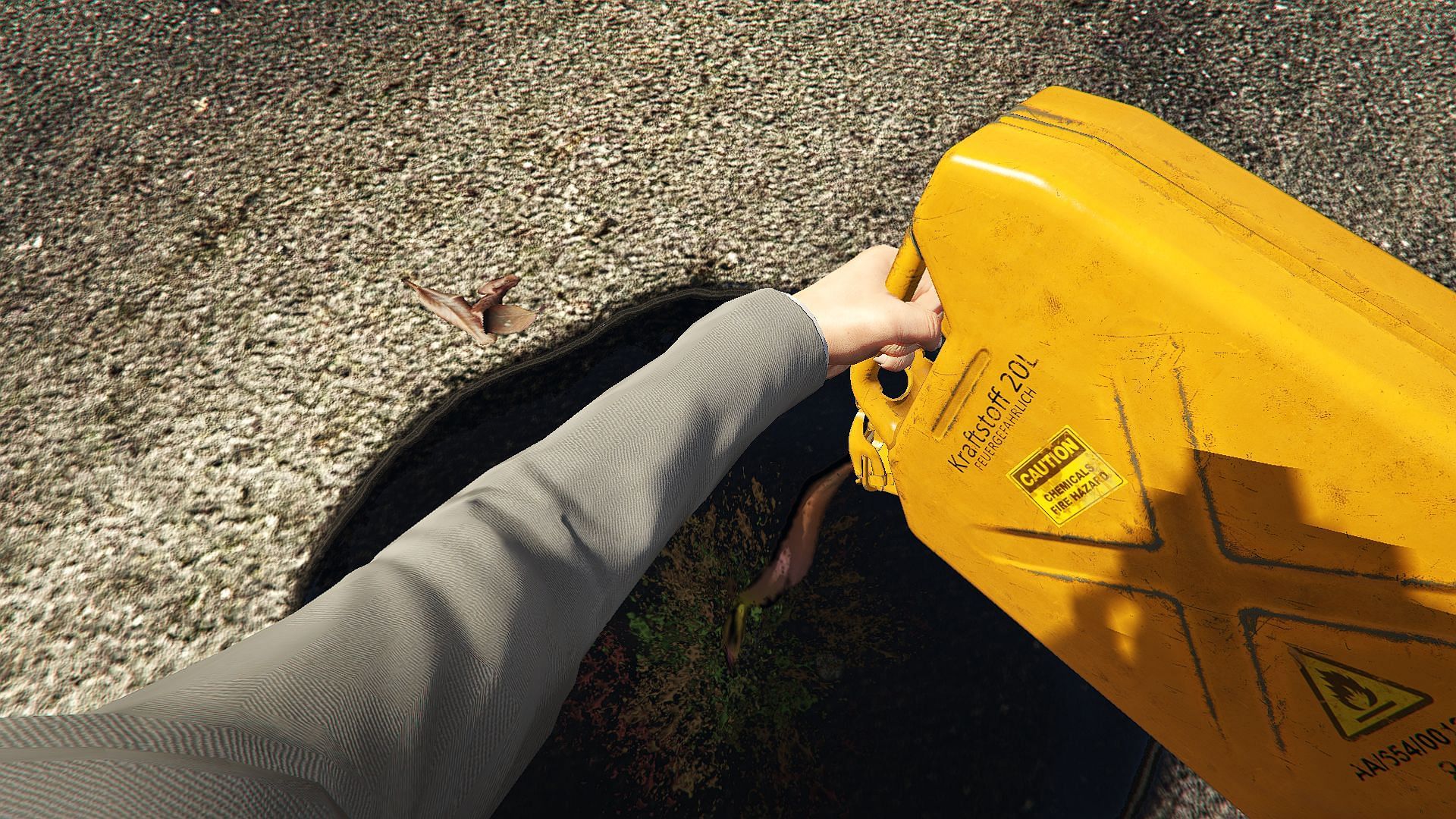 An example of the Hazardous Jerry Can in action (Image via Rockstar Games)
