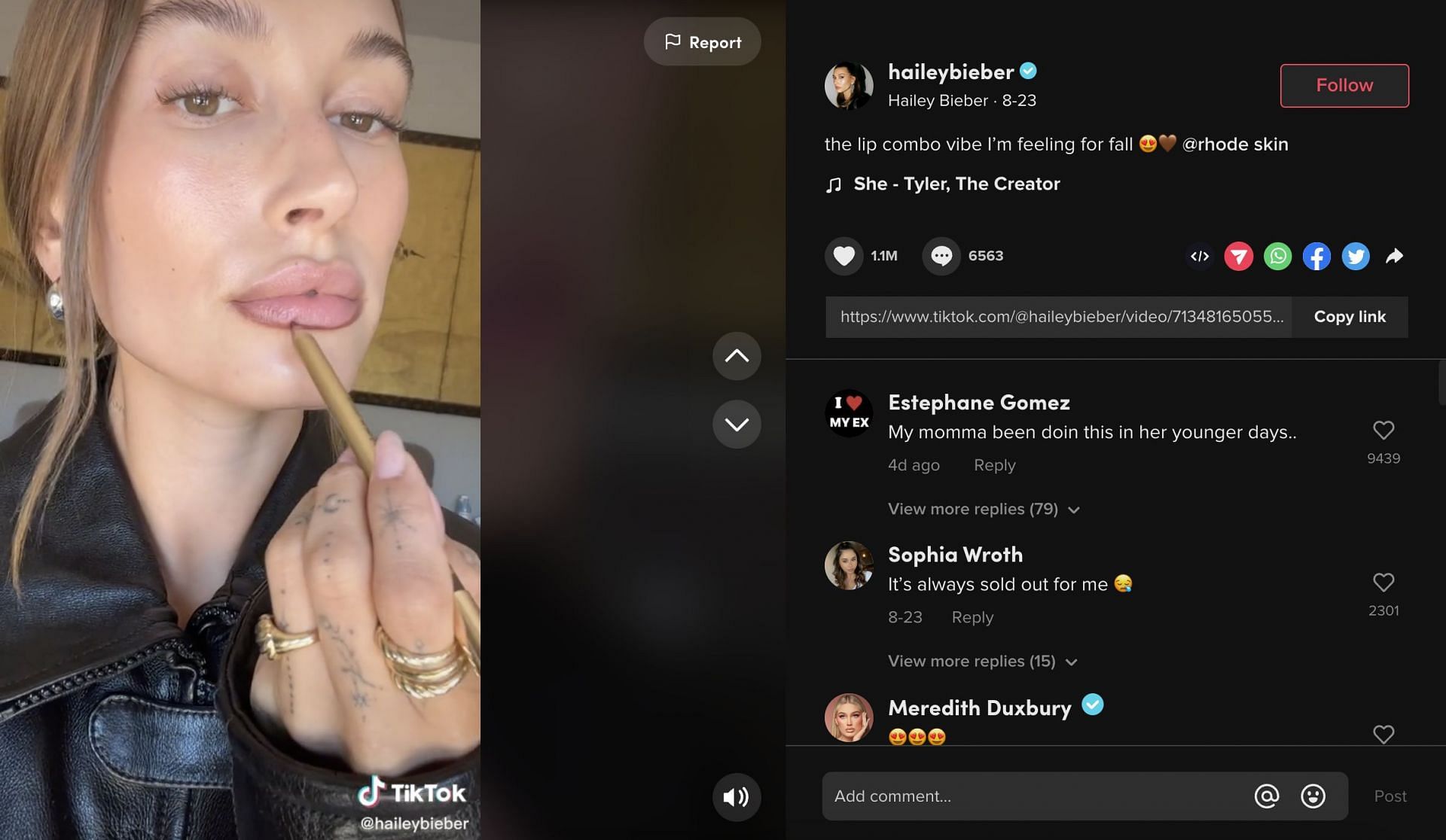 Hailey Bieber&#039;s video on TikTok receives massive backlash as many bash the model for making the trend popular that has been around since decades. (Image via TikTok)