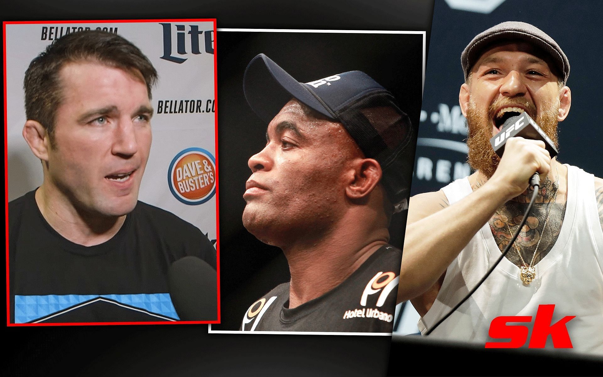 Chael Sonnen (Left), Anderson Silva (Centre) and Conor McGregor (Right) [Images via: Chael Sonnen via MMAFighting |YouTube, rest via Getty]