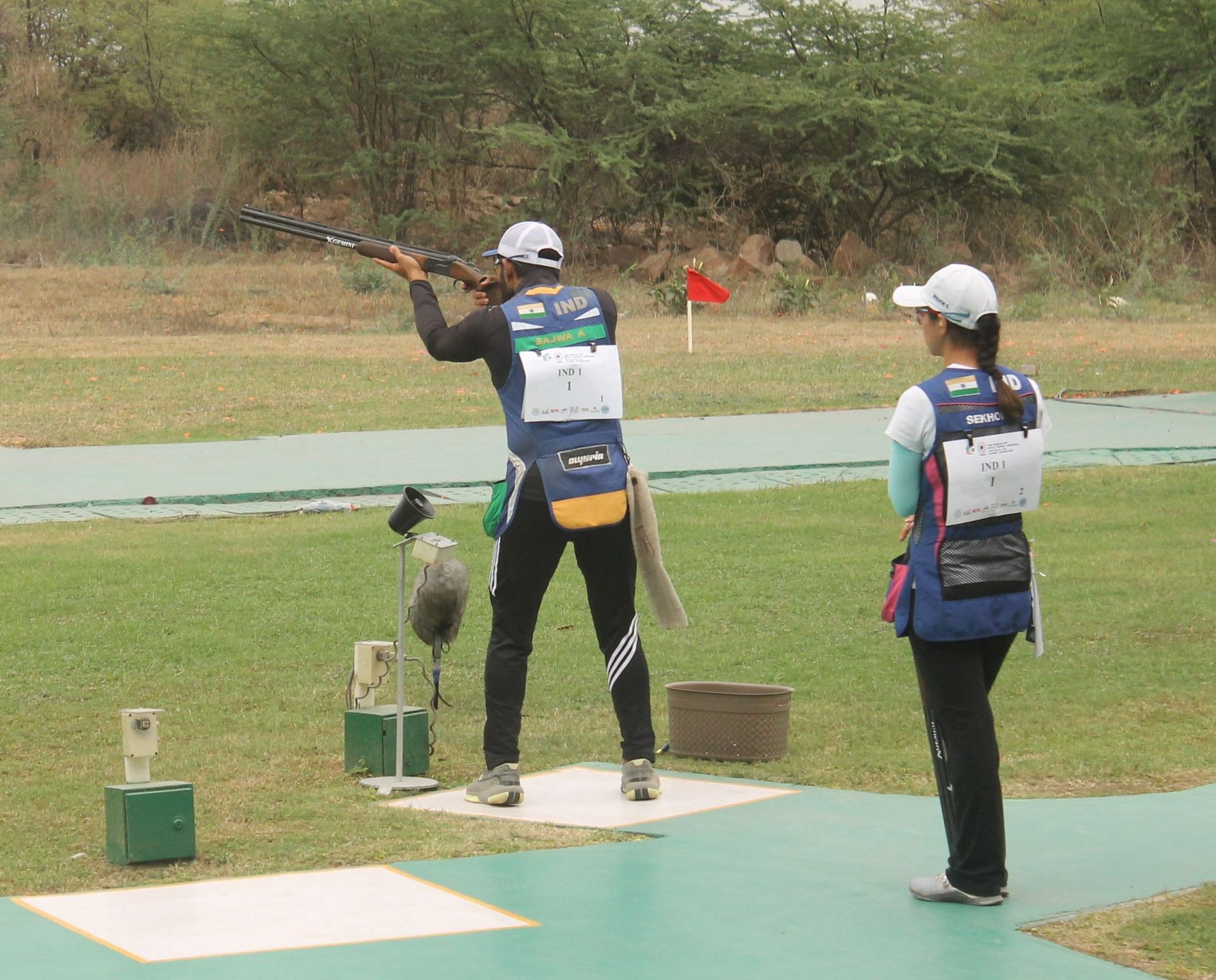 Competitors during shotgun shooting competition. Photo credit NRAI 