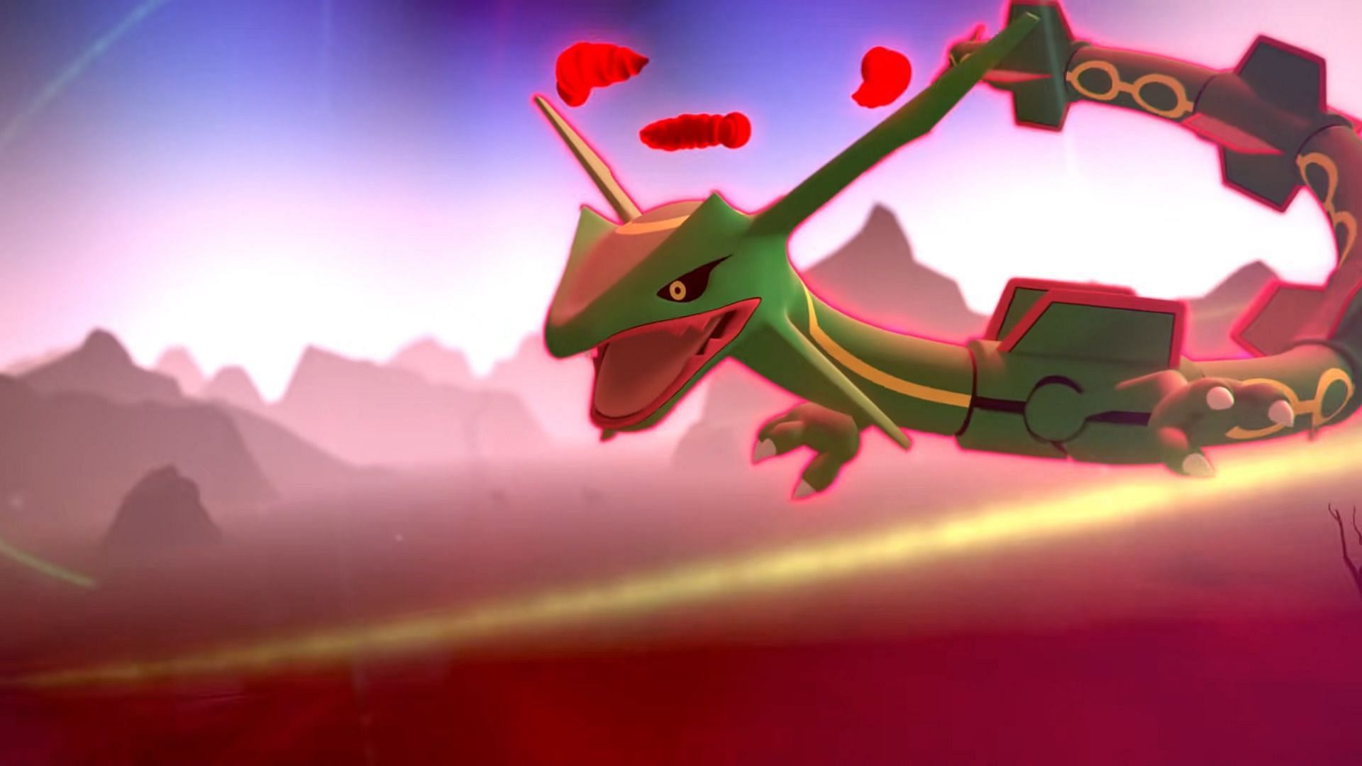 Rayquaza as it appears in the promotional trailer for the Evolving Skies expansion for the Trading Card Game (Image via The Pokemon Company)