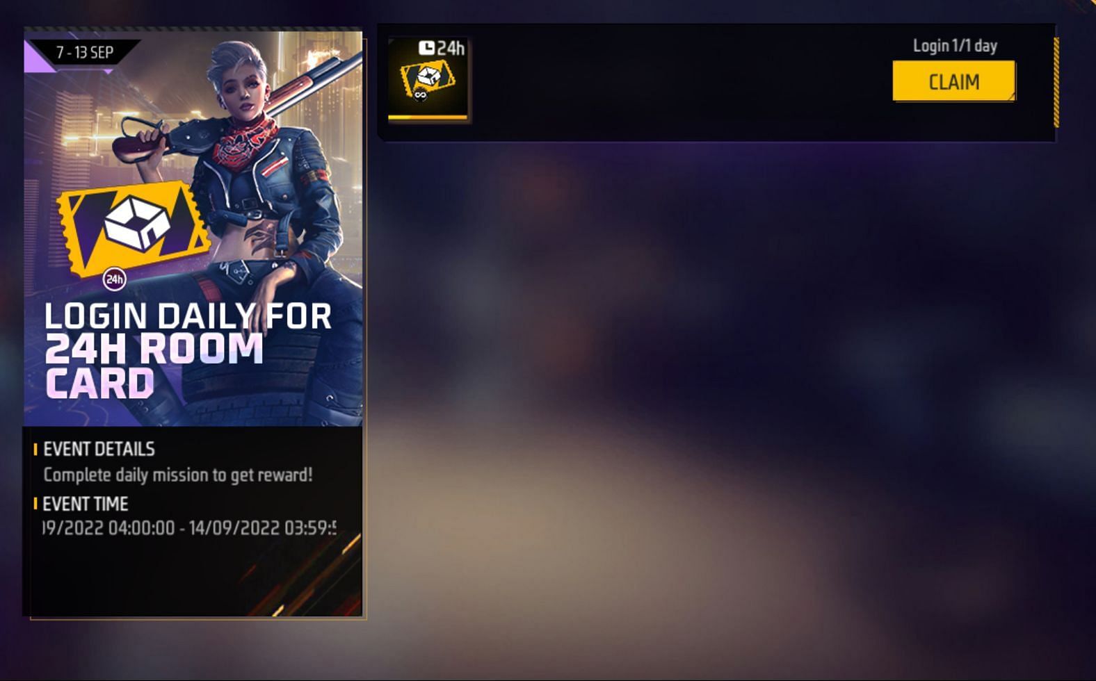 Individuals can get a free room card from the event (Image via Garena)