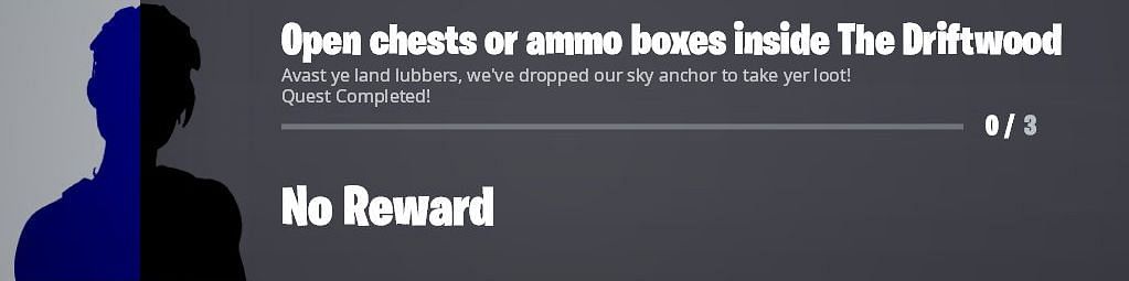 Open chests or ammo boxes inside The Driftwood to earn 20,000 XP in Fortnite (Image via Twitter/iFireMonkey)