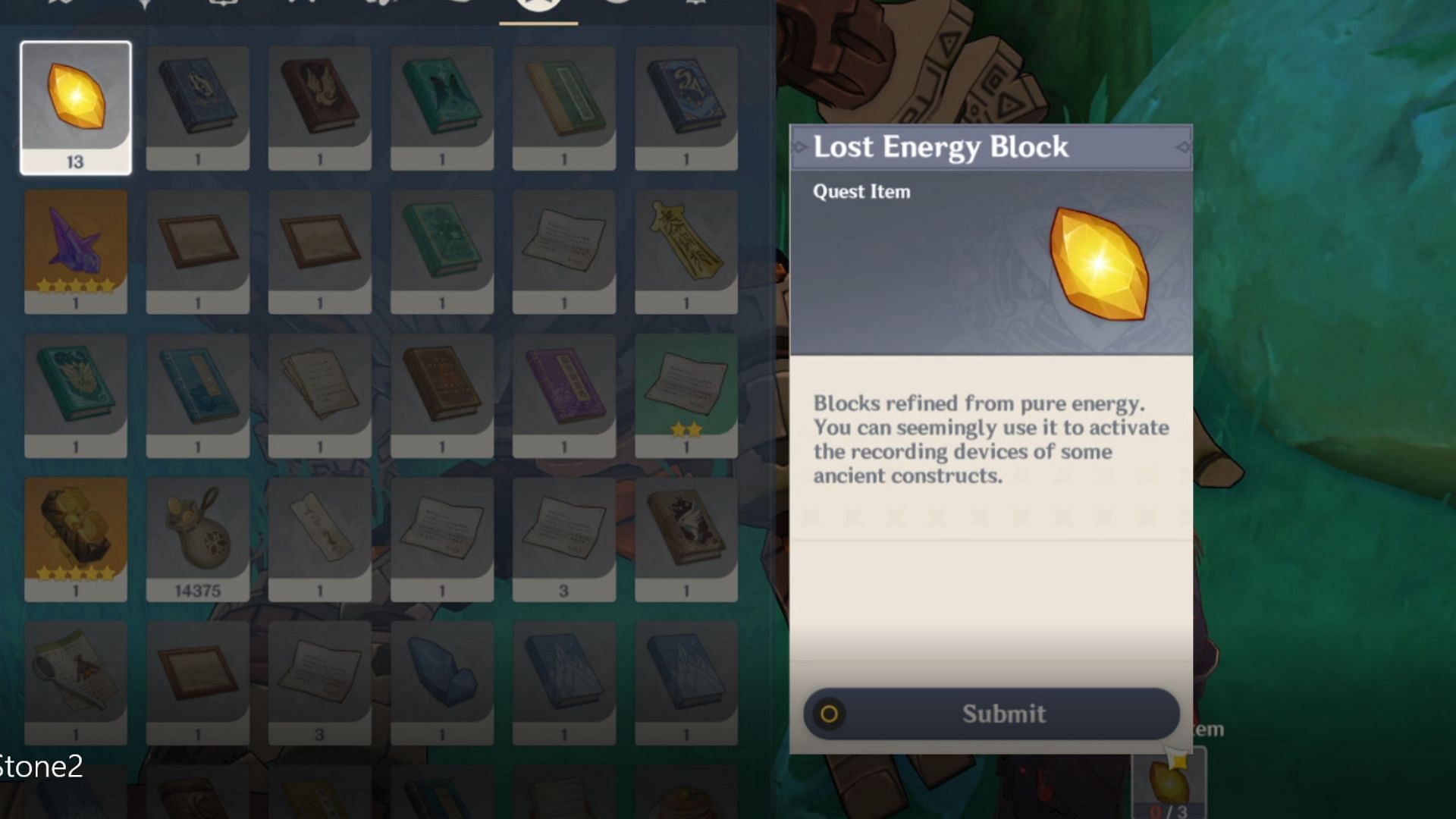 Lost Energy Block appearance and in-game description (Image via Genshin Impact)