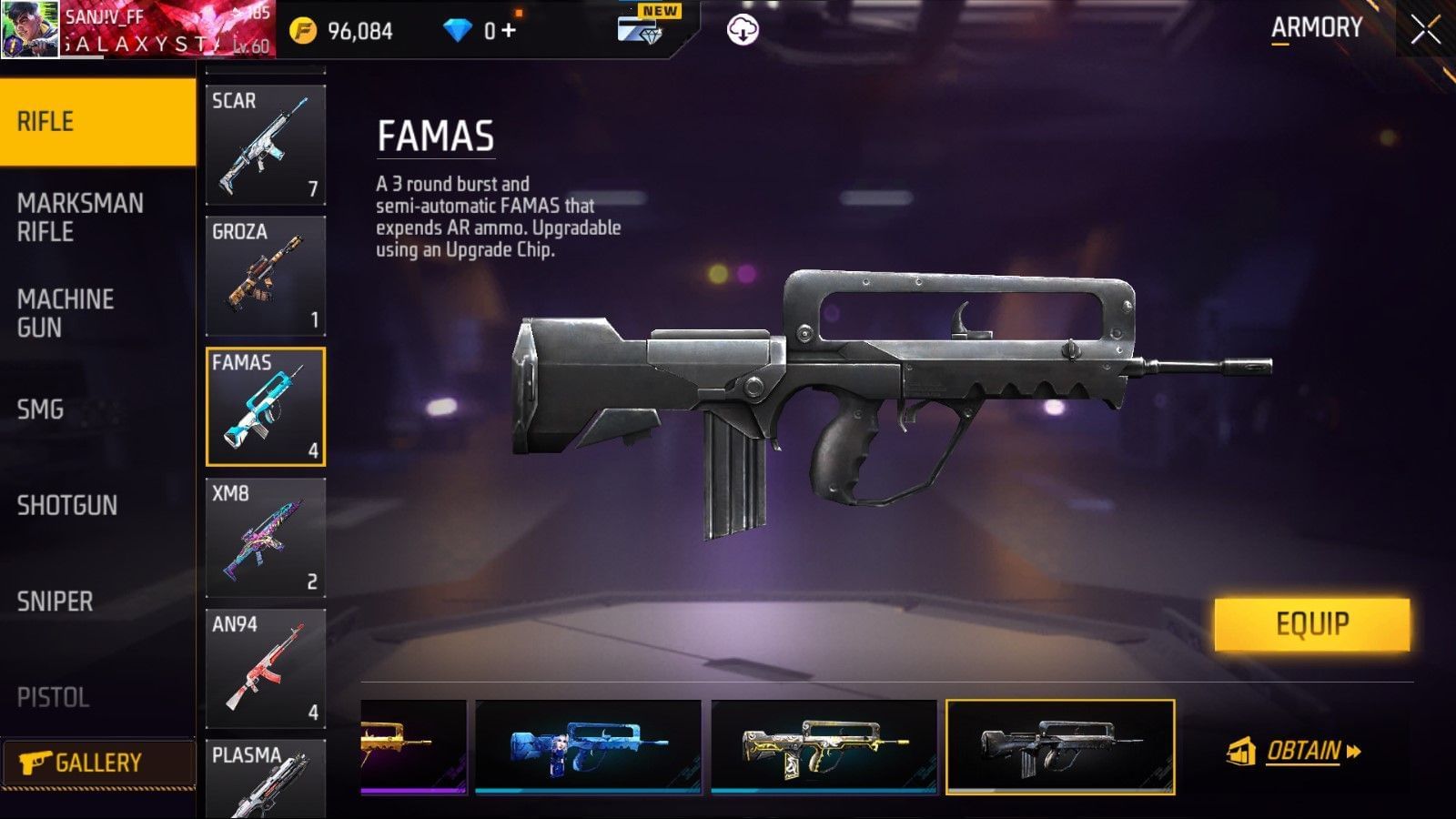 FAMAS fires three bullets at a time (Image via Garena)