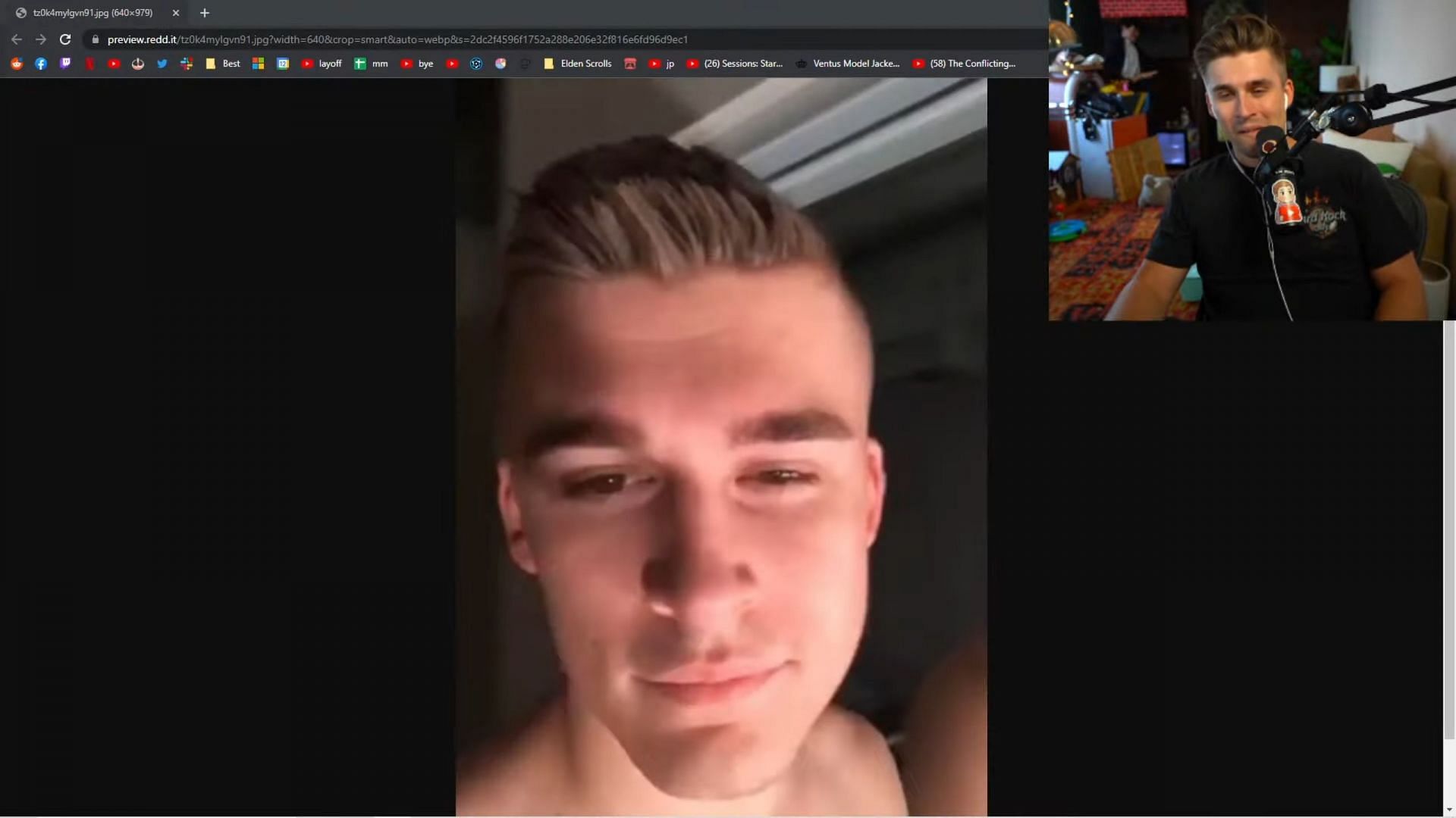 YouTube Gaming streamer showcasing an old, unedited image of his old hair (Image via Mogul Mail/YouTube)