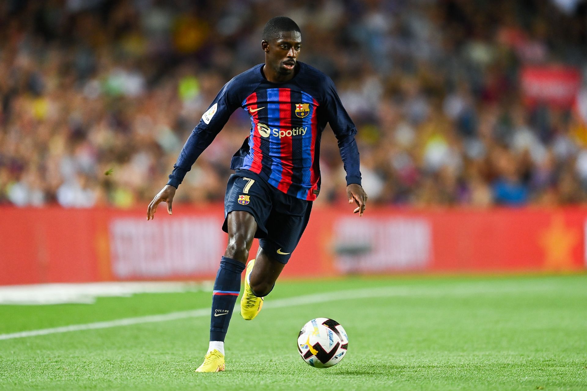 Ousmane Dembele in action against Real Valladolid CF - LaLiga Santander