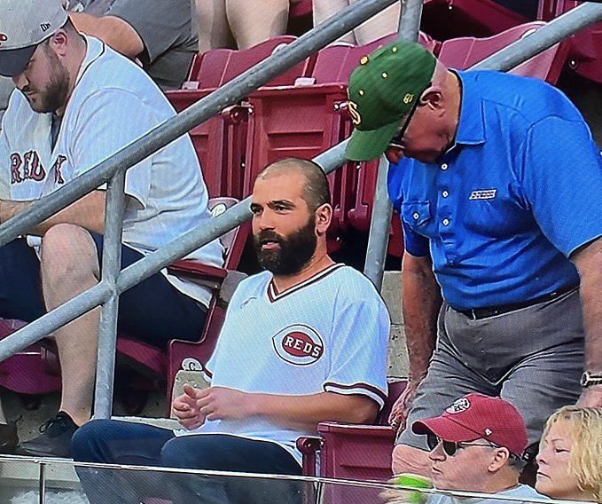 Watch: Injured Reds star Joey Votto watches game with fans in the