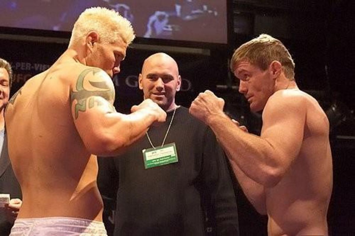 Joe Riggs (left) missed weight for his title shot against Matt Hughes (right) in 2005