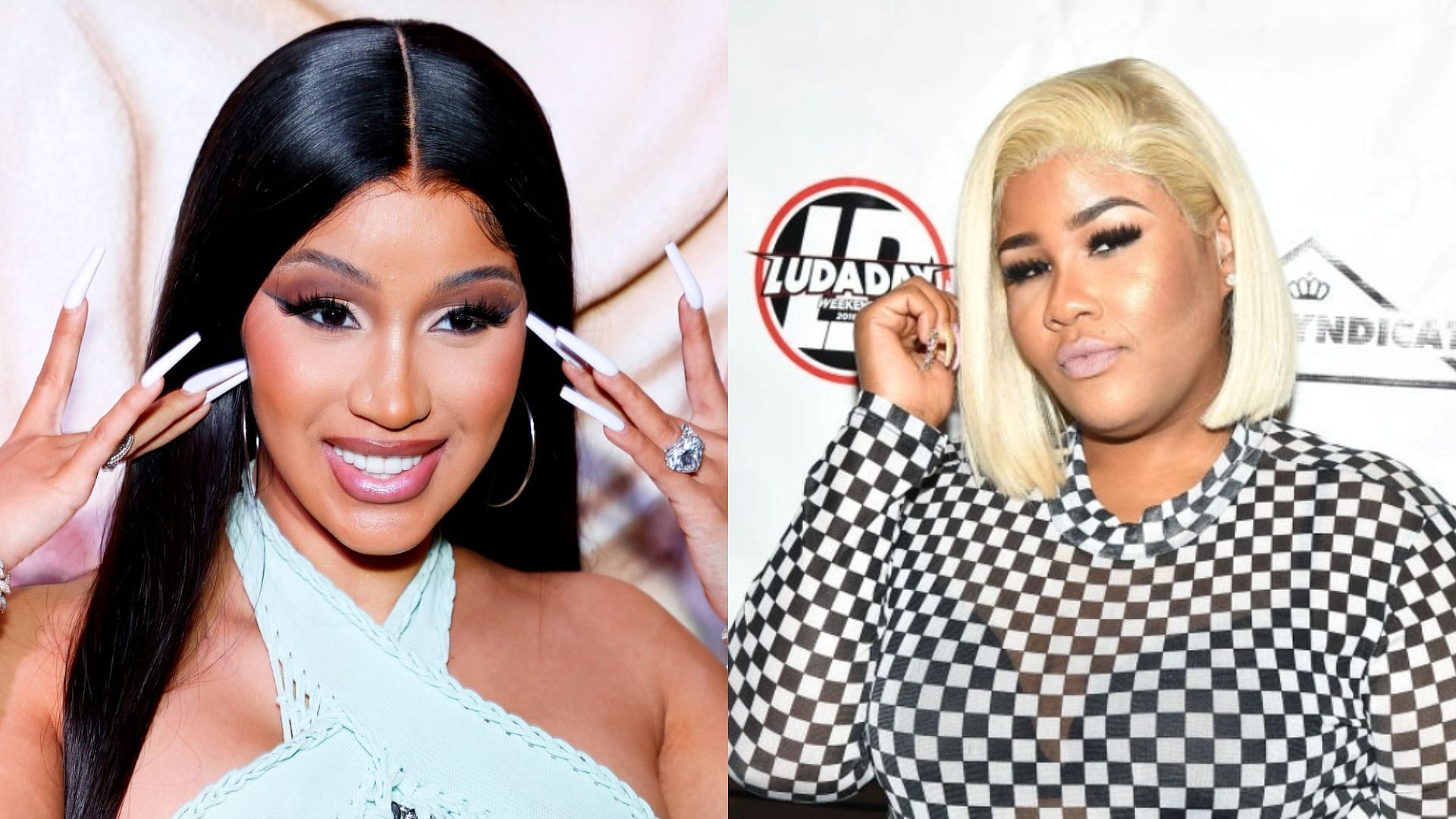 Cardi B and Akbar V feud on Twitter. (Images via Arturo Holmes/Getty Images and Paras Griffin/Getty Images)