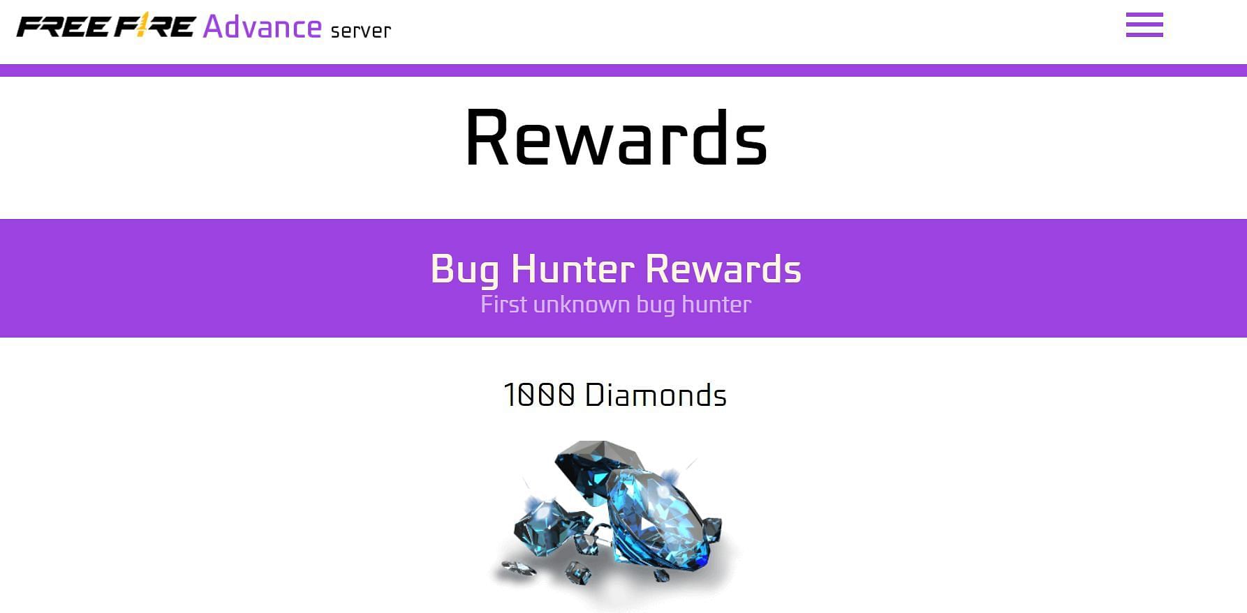 Users will receive diamonds for reporting the first unknown bug (Image via Garena)