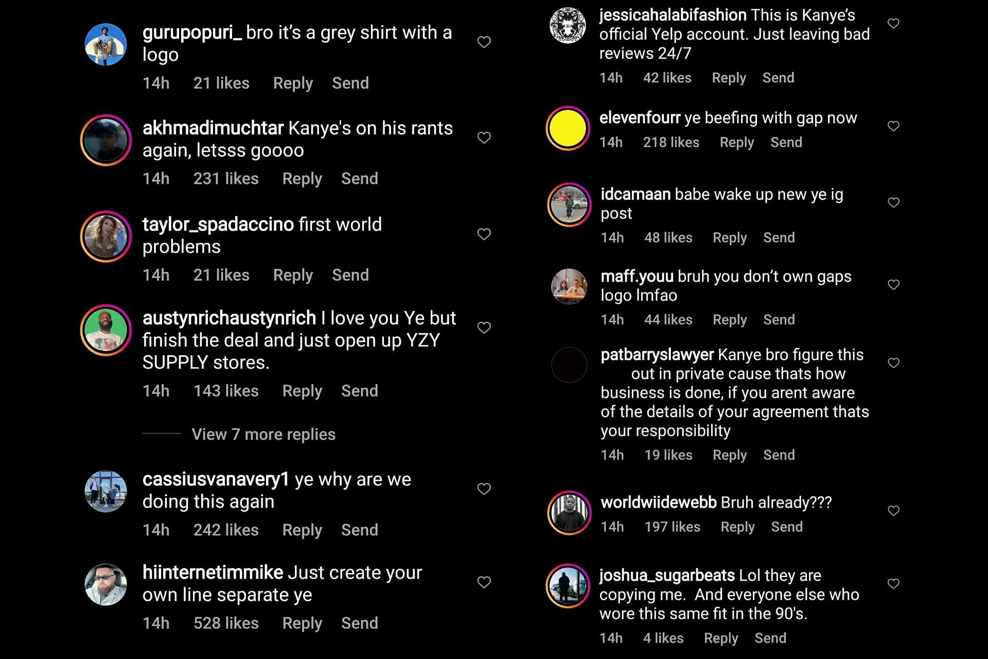 Fans reaction to Kanye West&#039;s latest quibble with Gap over a canceled photoshoot with his kids and copying of designs - Not in favor of Kanye (Image via Sportskeeda)