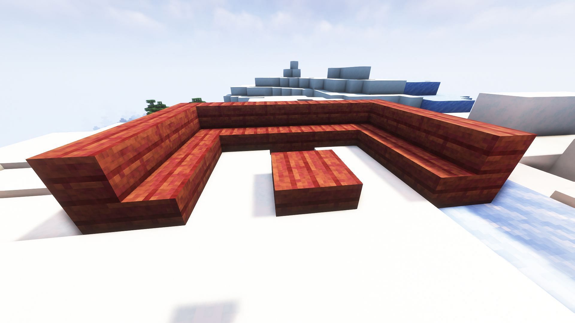 Couch set can be made for the base to add slight realism to Minecraft (Image via Mojang)