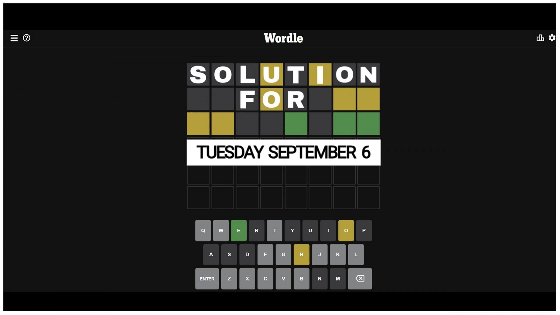 Wordle solution for September 6 rhymes with &quot;haunt&quot; (Image via Sportskeeda)
