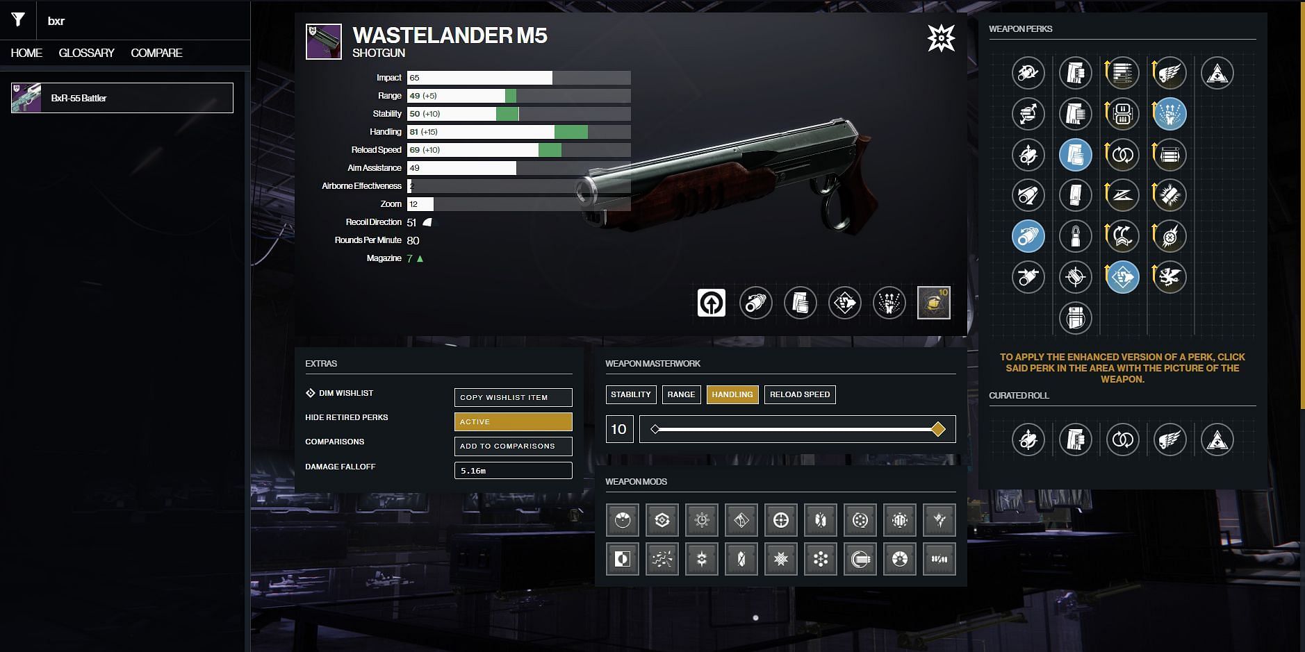 PvE god roll of Wastelander M5 (Image via Destiny 2 Gunsmith)