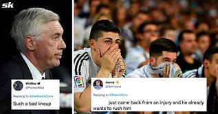 "Such a bad lineup" "Ancelotti out" - Real Madrid fans feel 24-year-old has been rushed back into starting XI for Atletico Madrid clash