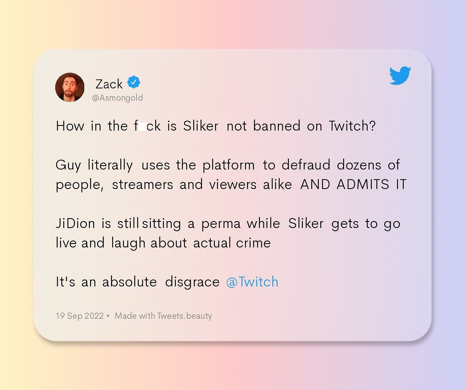 Asmongold&#039;s take on the situation (Image via Twitter)