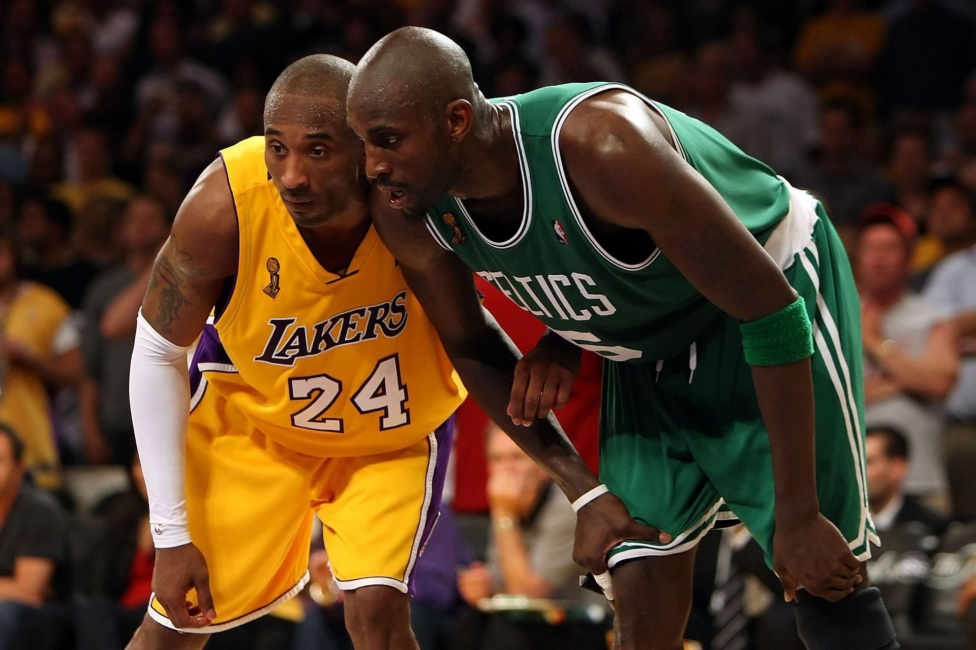 Los Angeles Lakers legend Kobe Bryant and Boston Celtics legend Kevin Garnett