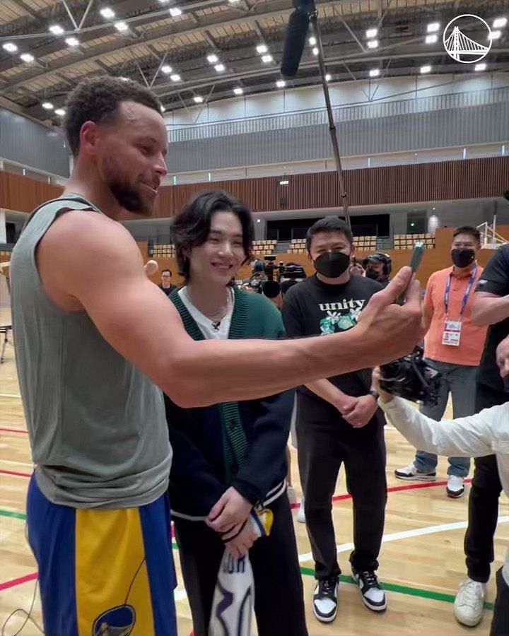Video: BTS rapper Suga mingles with Golden State Warriors in Japan