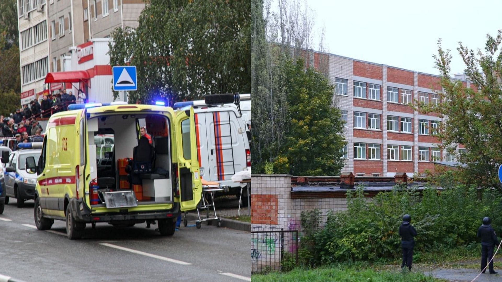 A school shooting in Russia on Monday left multiple children dead (Images via Twitter/Reuters)